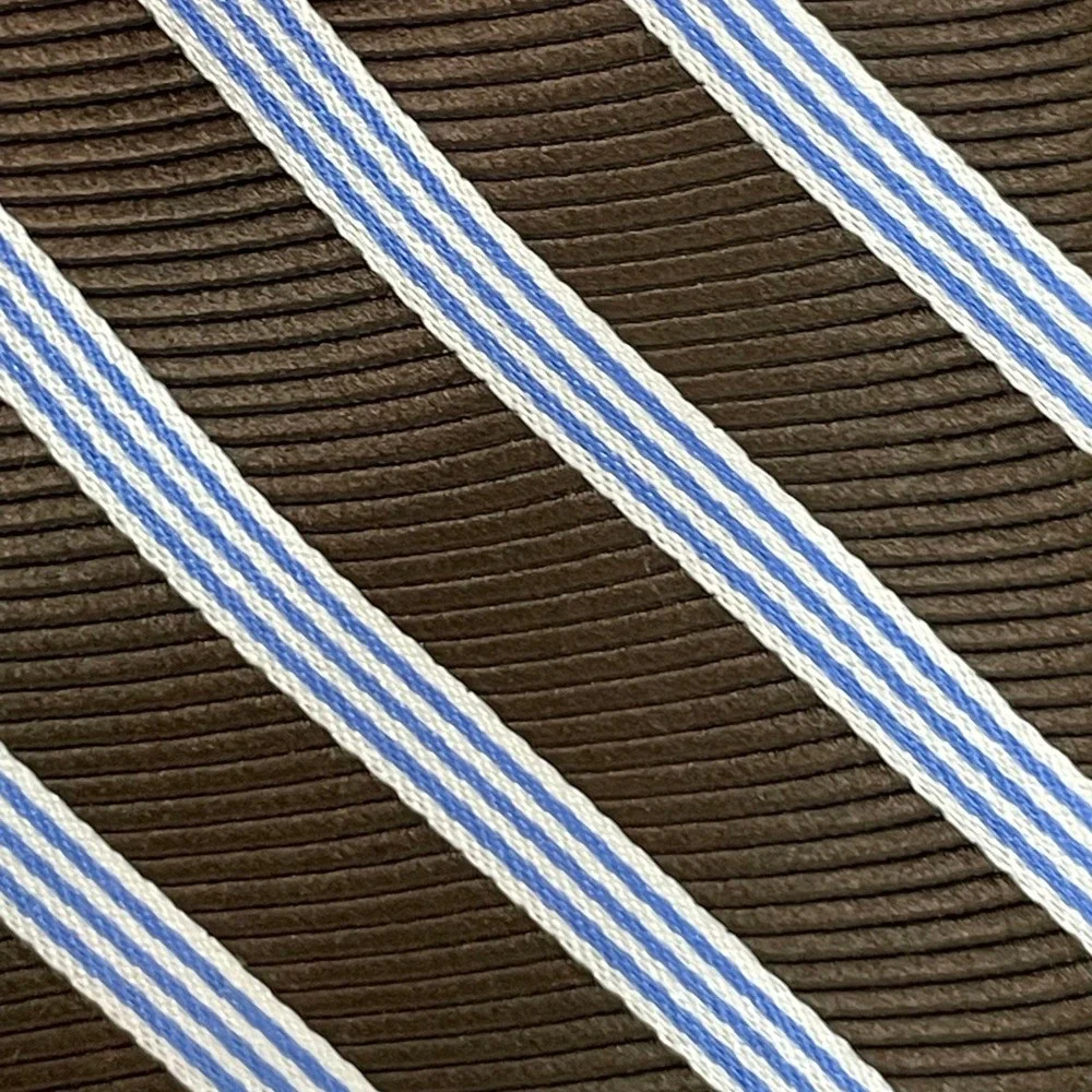 Brooks Brothers Men's Repp Tie Brown & Blue Striped Stain Resistant 100%‎ Silk
